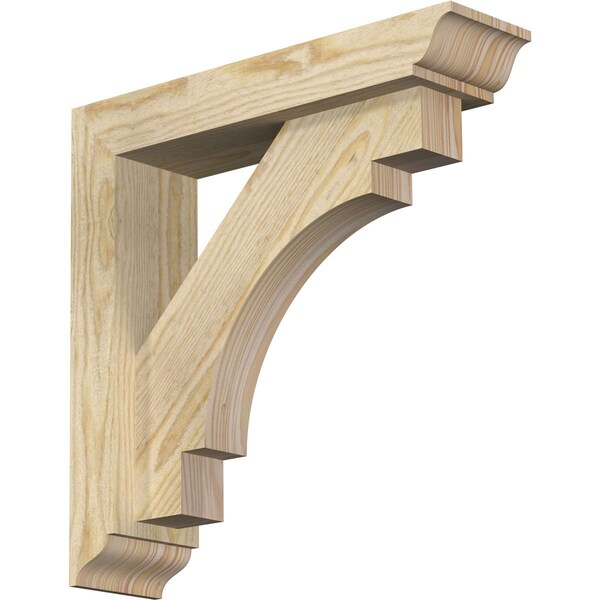 Ekena Millwork Merced Traditional Rough Sawn Bracket w/ Offset Brace, Douglas Fir, 4"W x 16"D x 16"H BKT0402X16X16MRC01RDF - main